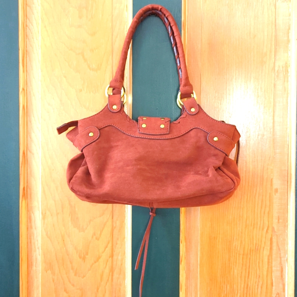 Source Unknown Rust Red Suede Hobo Bag with Gold Hardware - Picture 2 of 6